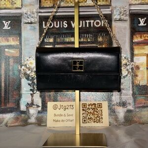 Yves Saint Laurent Vintage Y2K Calfskin Long Wallet removable aftermarket chain